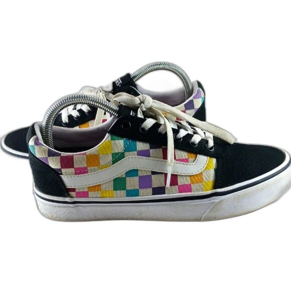Vans Old School Rainbow Checked/ Black Canvas Skate Shoe/ Sneaker Women's 8.5.. - Picture 1 of 10